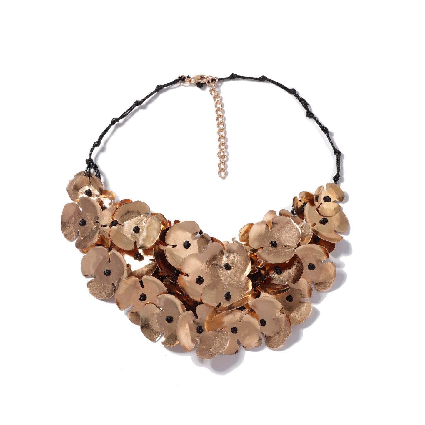 Chic Exaggerated Luxury Cascading Tassel Multi-Layered Metal Petal Flower Pendant Necklace - Unique and Elegant Women's Jewelry for All Occasions