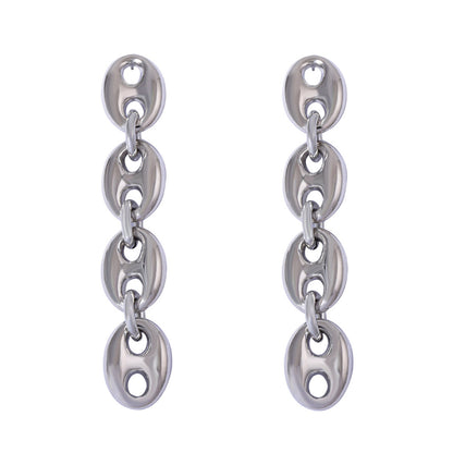 Chic Minimalist CCB Geometric Pig Snout Long Drop Earrings – Versatile, High-End Feel, Perfect for Casual Outfits