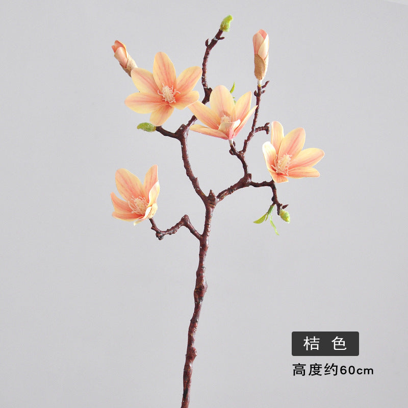 4-Head Realistic Magnolia Silk Flower - Lifelike 3D Feel for Home Décor and Wedding Decor - Perfect for Elegant Arrangements