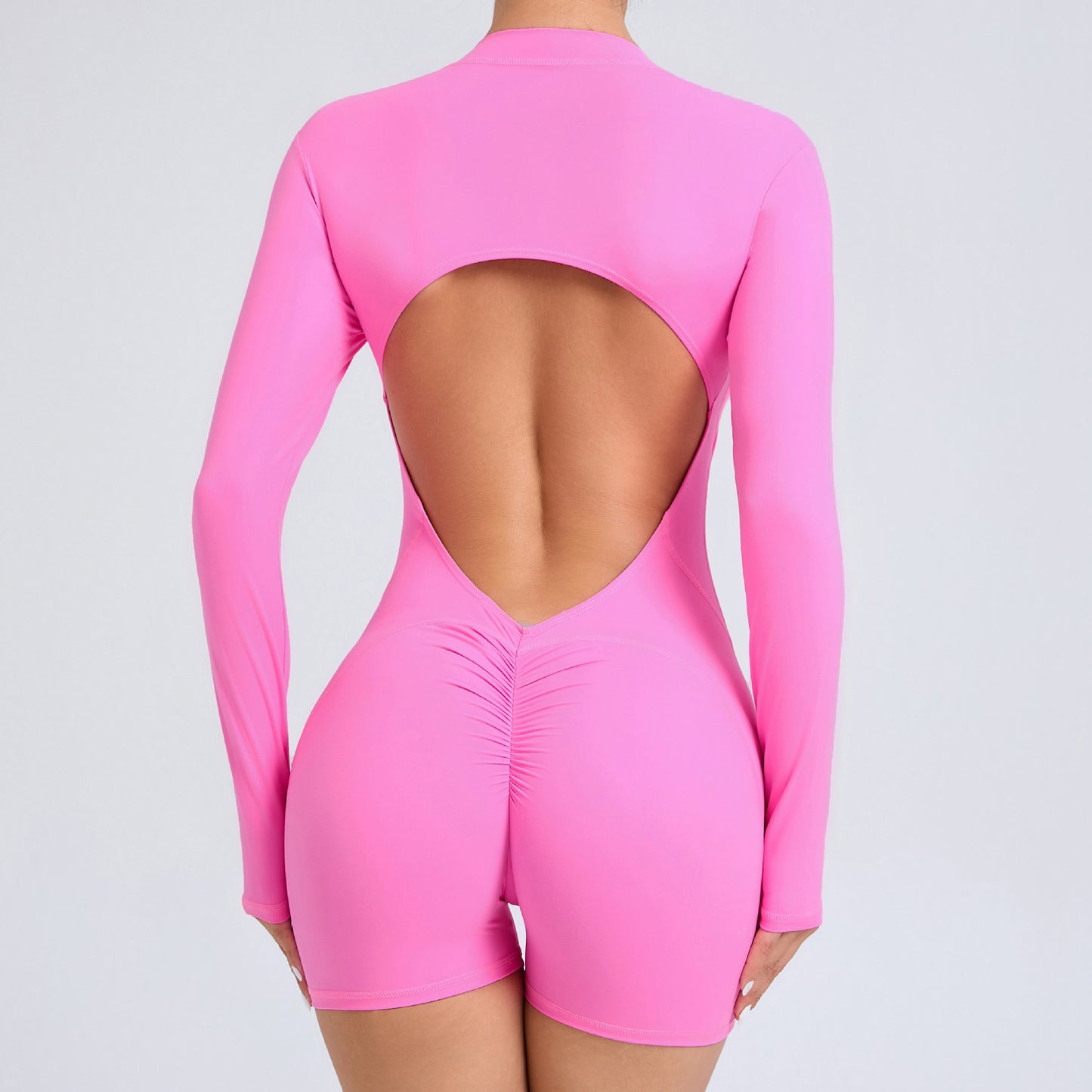 Hollow Out Back Half Zip Jumpsuit for Peachy Bottoms Quick Dry Yoga and Fitness Bodysuit with Breathable Design and Bold Open Back