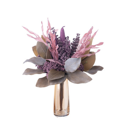 Azheng Realistic Faux Flower Bouquet with Okra and Seagrass - Perfect for Home Decor, Weddings, and Special Events - CL62003