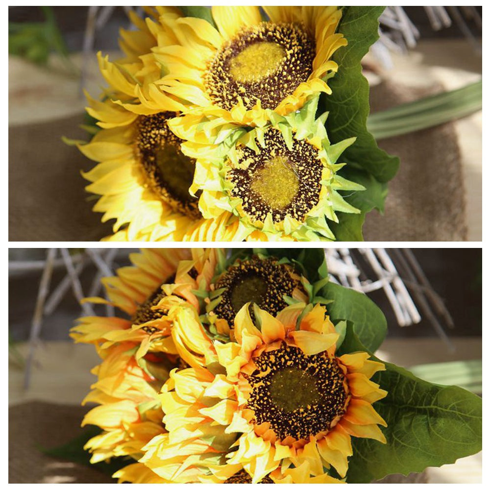 Realistic Sunflower Artificial Bouquet for Weddings | Elegant Silk Flower Handheld Arrangement | Perfect Home Decor MW22101