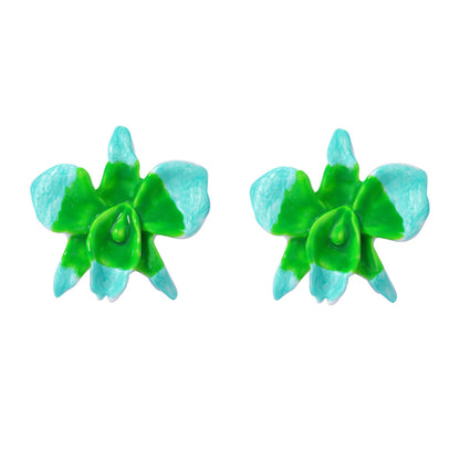 Bohemian Large Hand-Painted Drip Oil Colorful Flower Earrings - Unique, Fresh, and Versatile Vacation Jewelry
