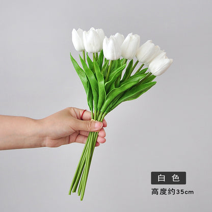 Modern Minimalist 10-Head Realistic Artificial Tulip Bouquet – Perfect for Home or Office Décor