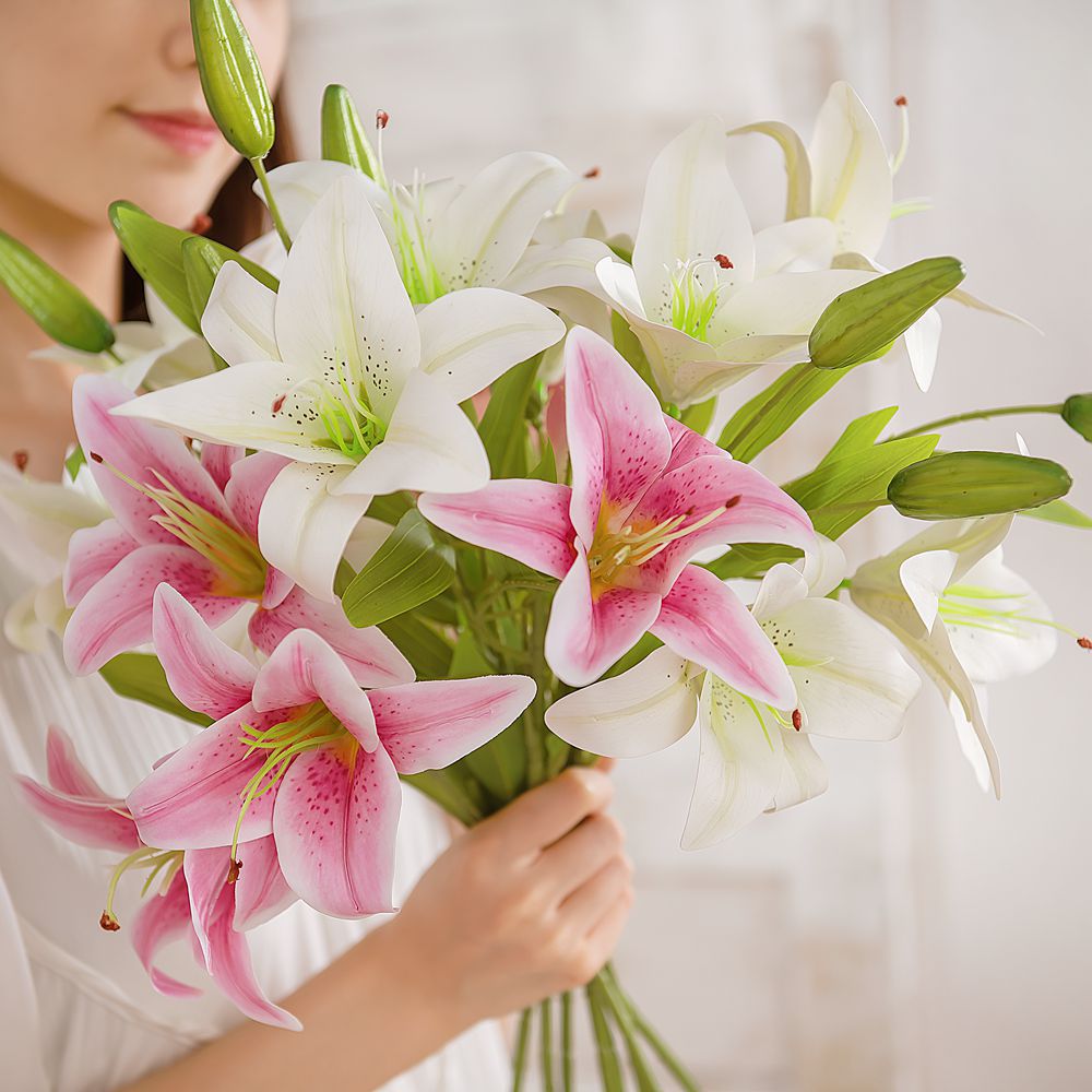 Stunning Double-Ended 3D Printed Lily Artificial Flowers for Home Decor – Stylish INS-Inspired Decorative Accent Perfect for Weddings and Special Occasions | Model MW31587