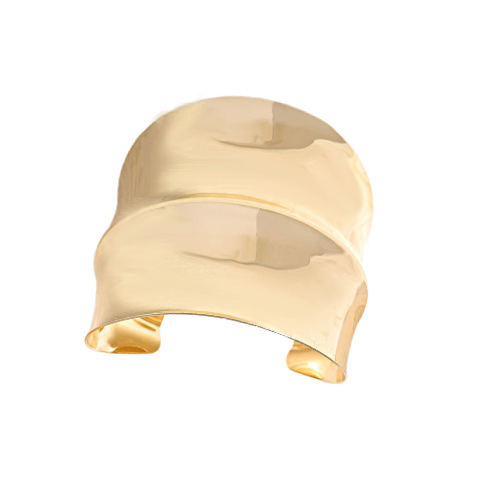 Stylish Irregular Geometric Open-Cuff Metal Wide Bracelet for Women - Unique Design & Eye-Catching Fashion Statement