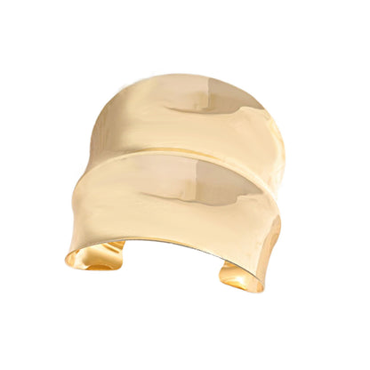 Stylish Irregular Geometric Open-Cuff Metal Wide Bracelet for Women - Unique Design & Eye-Catching Fashion Statement