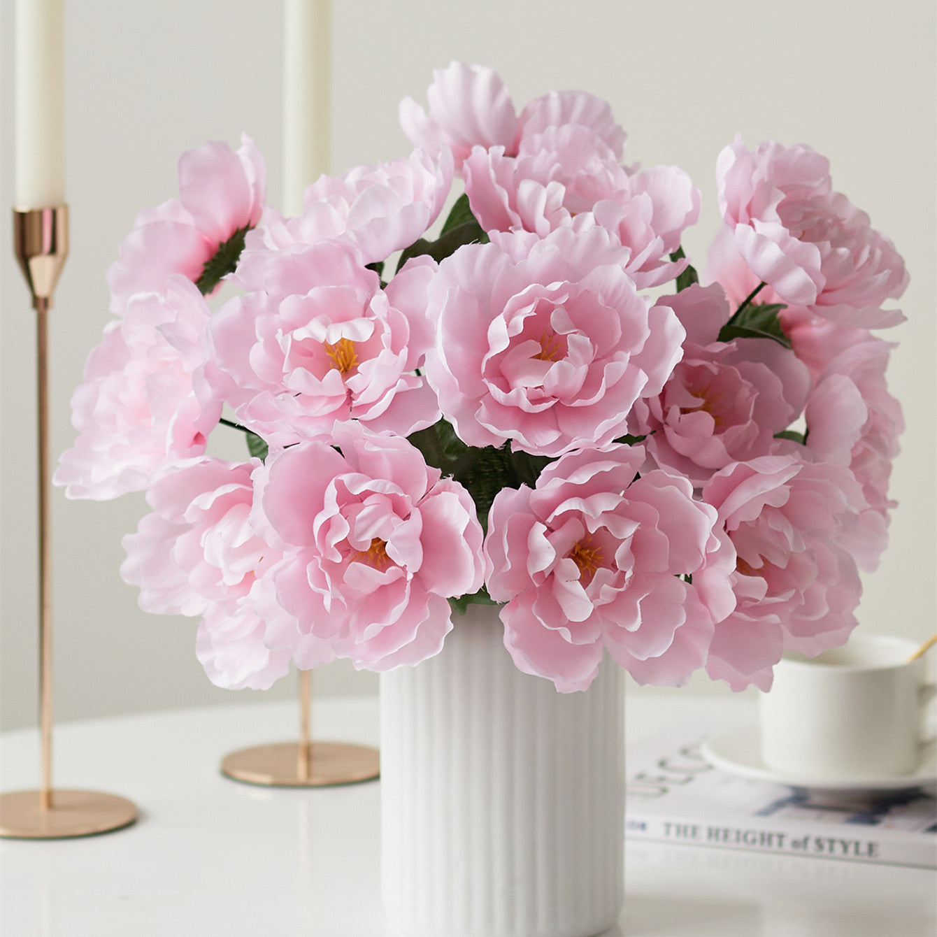 Realistic Peony Silk Flowers for Home Decor - Beautiful Faux Peonies Perfect for Living Rooms, Tables, and Floral Arrangements