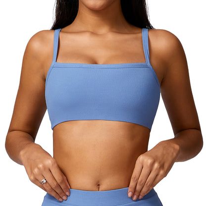 and Comfortable Back Design Yoga Sports Bra Moisture Wicking Workout Top for Fitness Support Model 8714