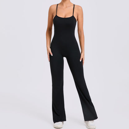 Adjustable Strap Spandex Yoga Jumpsuit with Hollow Design Sculpting Bodysuit for Enhanced Curves Comfort in Fitness Activities