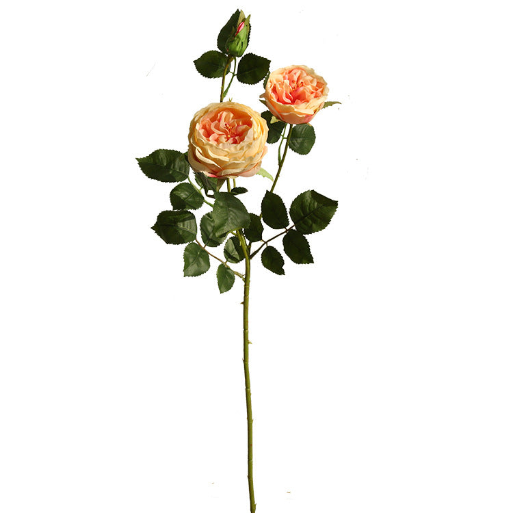 Realistic Artificial Flowers - Romantic and Minimalist Home Decor for Living Rooms and Dining Tables - 3-Head Soft Touch Happy Roses for Photography Props