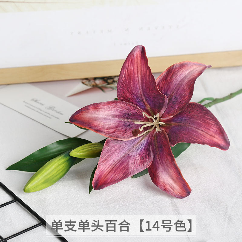 Luxurious Single-Stem Artificial Silk Lily for Wedding Decorations and Home Decor – Exquisite Pre-Made Floral Arrangement for a Touch of Elegance