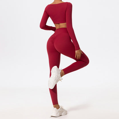 Winter High Waisted Yoga Set for Women Quick Dry Two Piece Gym Outfit for Running and Fitness