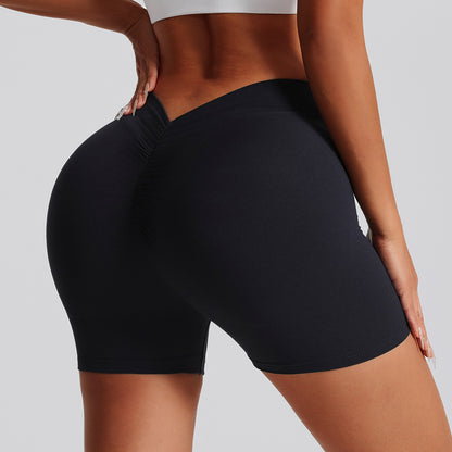 Peachy Softened V Waist Pleated High Waisted Yoga Shorts for Women Flattering Lift Comfortable Stretch for Running and Fitness Activities