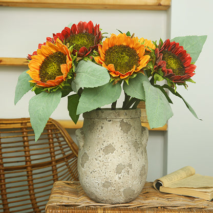 Realistic Sunflower Decoration - Faux Silk Sunflower Table Centerpiece - Short Stem Artificial Flowers for Home Decor and Dining Table Accents