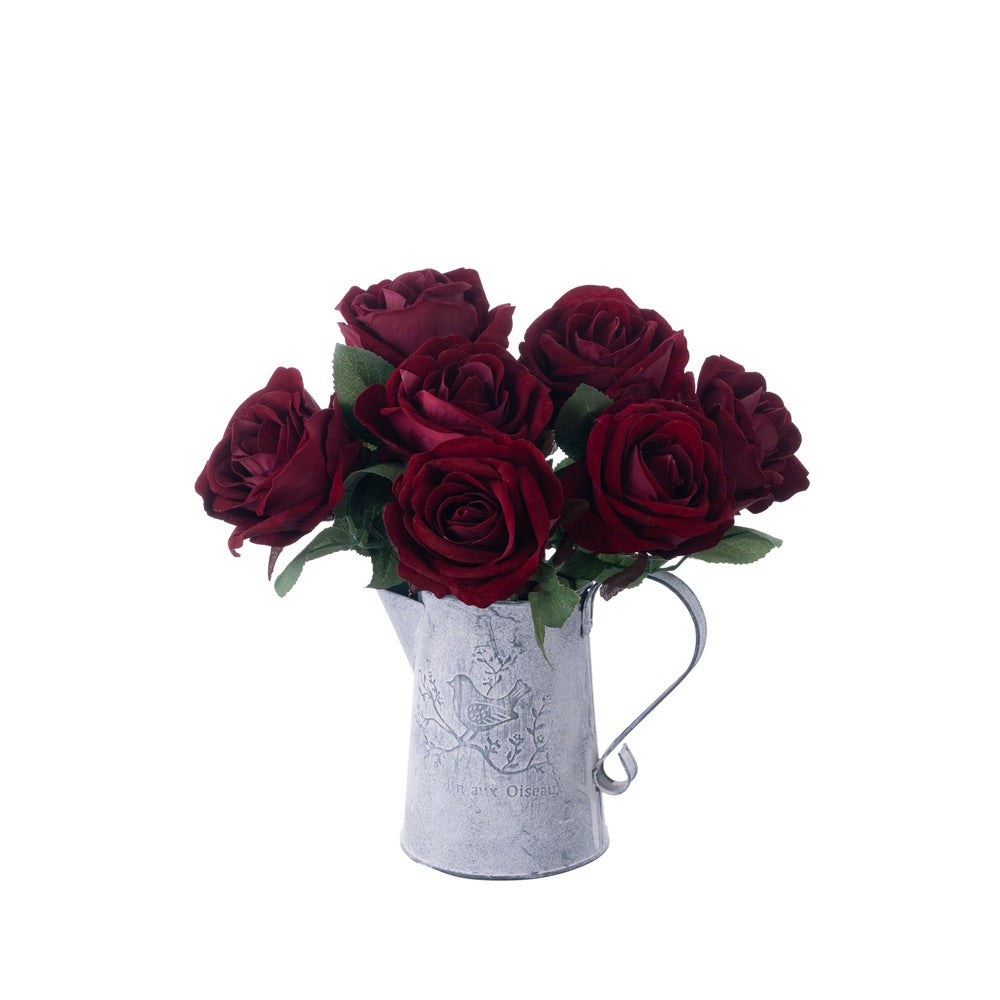 Elegant Velvet Rose Bouquet for Home Decor - Ins Inspired Faux Flowers for Weddings & Plant Walls - Stunning Artificial Floral Arrangement MW99332