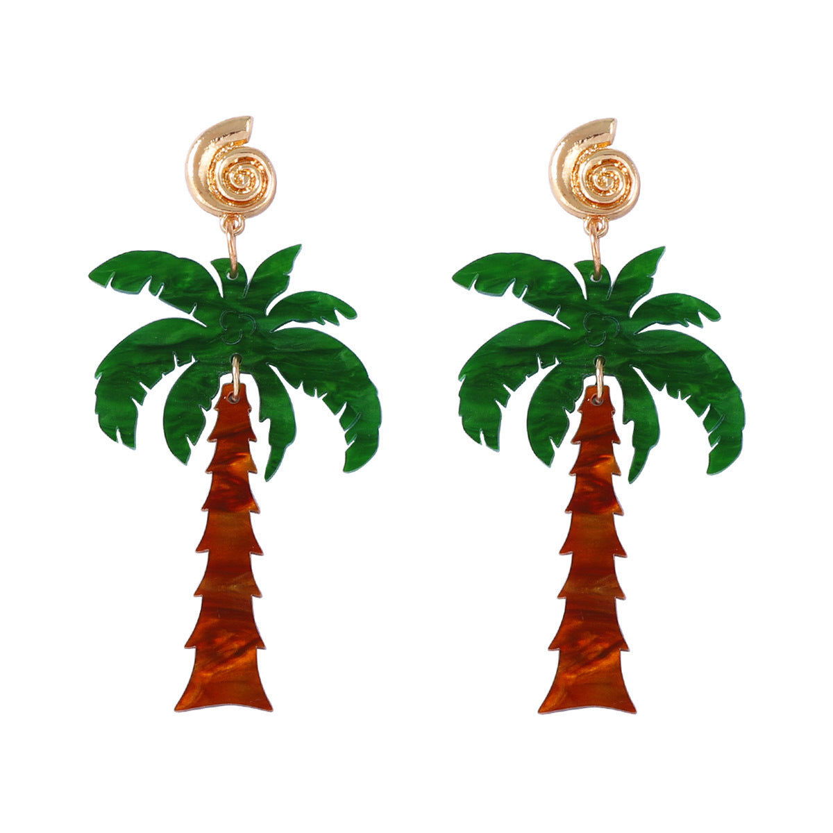 Chic Ocean-Inspired Casual Vacation Earrings: Unique Creative Design Shell and Faux Pearl Coconut Tree Pendant for Women