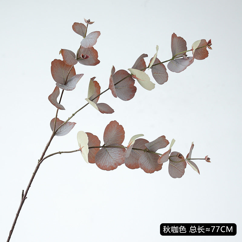 Realistic Eucalyptus Faux Plants for Home Décor - DIY Floral Arrangements, Single Stem with 3-Prong Money Leaf, Perfect for Stylish Flower Bouquets