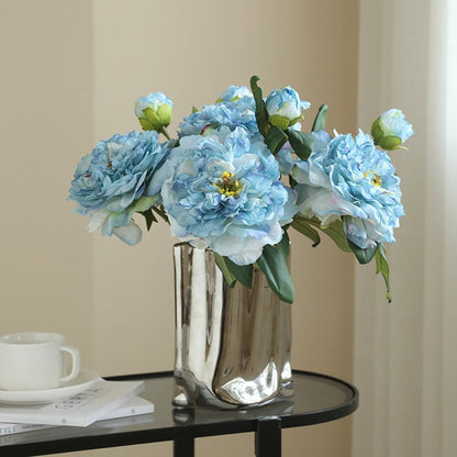 Luxurious European-Style Home Decor Faux Peony Bouquet - Elegant Double-Headed Artificial Flowers for Timeless Floral Beauty