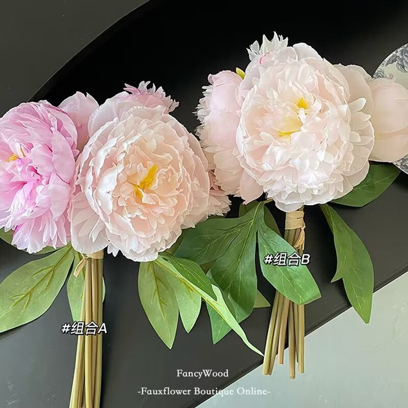 High-Quality Realistic Peony and Blossom Fake Flowers - Perfect for Living Room, Bedroom, and Dining Table Decor; Adds Elegance and Durability to Any Space