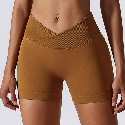 Summer V Waist High Rise Peach Butt Lifting Compression Shorts Seamless Yoga Shorts for Running and Workouts with Quick Dry Fabric