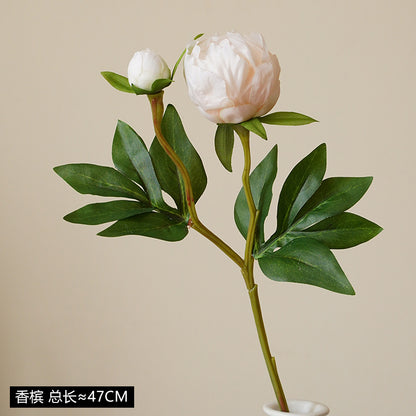 Elegant European Miniature Double-Headed Faux Peony Flowers - Perfect for Wedding Decorations and Home Décor - Soft and Realistic Silk Peony Floral Arrangements