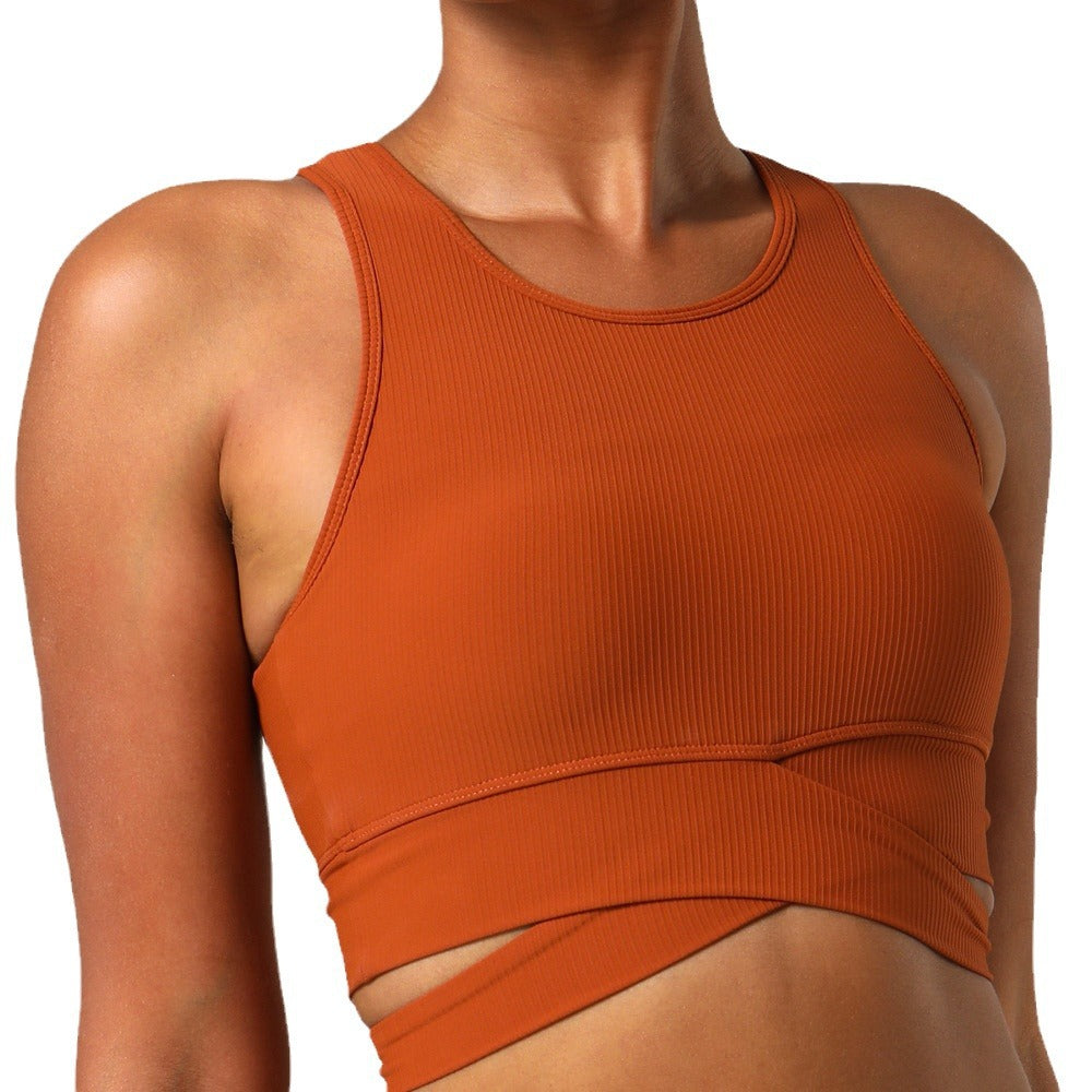 Women s Ribbed Yoga Top with Removable Padding and Comfortable Sports Bra for Fitness and Yoga Enthusiasts