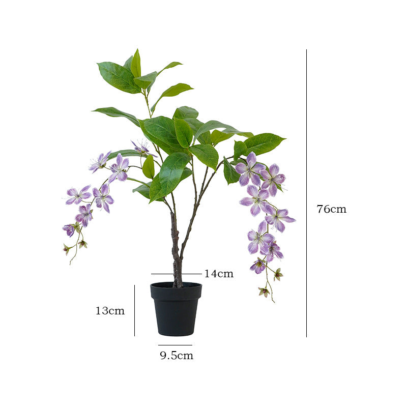 High-Quality Faux Wisteria and Jasmine Trees - Lifelike Large Potted Plants for Home Decor, Vibrant Indoor and Outdoor Floral Displays