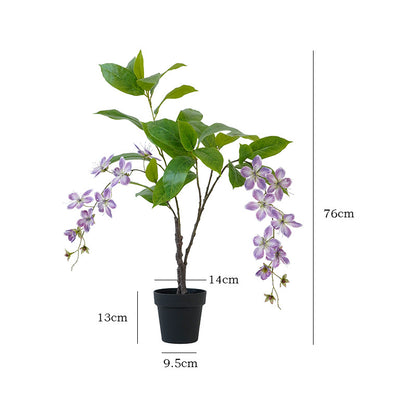 High-Quality Faux Wisteria and Jasmine Trees - Lifelike Large Potted Plants for Home Decor, Vibrant Indoor and Outdoor Floral Displays