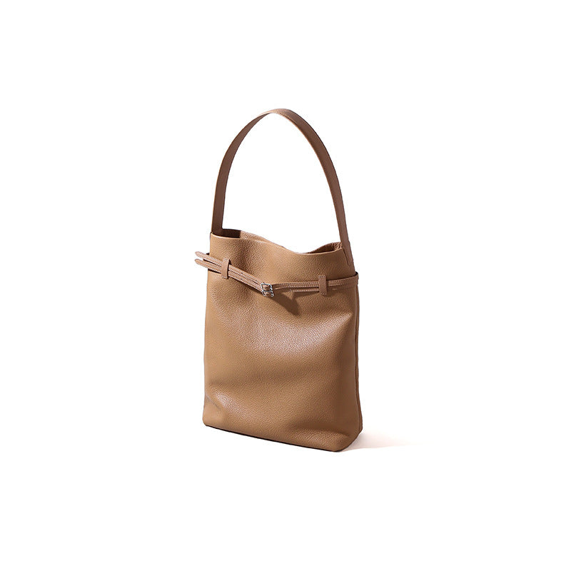 Luxury Spring Leather Handbag for Women First Layer Cowhide Tote with Unique Design Versatile Shoulder Bag and Chic Underarm Style