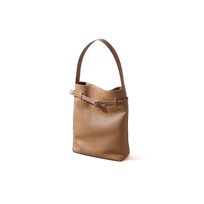 Luxury Spring Leather Handbag for Women First Layer Cowhide Tote with Unique Design Versatile Shoulder Bag and Chic Underarm Style