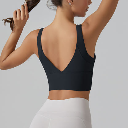 Yoga Bra with Fixed Integrated Cup and V Back Design High Support Sports Tank for Intense Workouts and Fitness