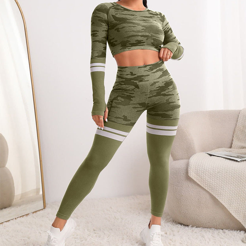 High Waisted Seamless Camouflage Striped Leggings for Women Moisture Wicking Butt Lifting and Sculpting Fit for Comfort During Workouts