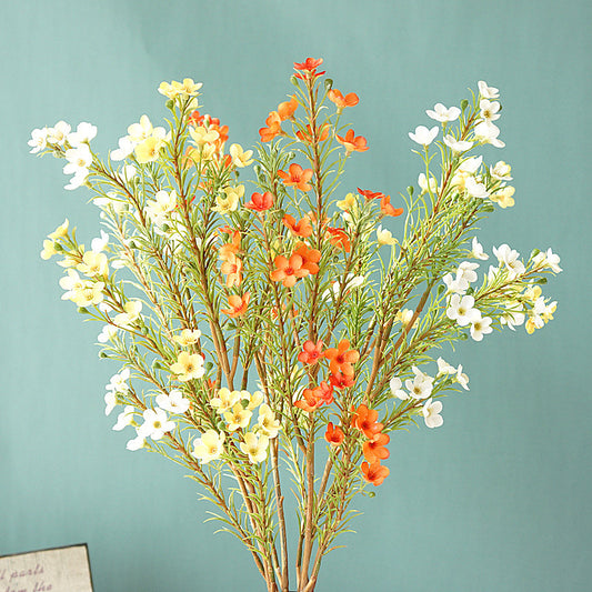 Realistic Single-Branch Multi-Fork Australian Colorful Wax Flower - Artificial Floral Decor for Home, Photography, Weddings, and Event Decorations