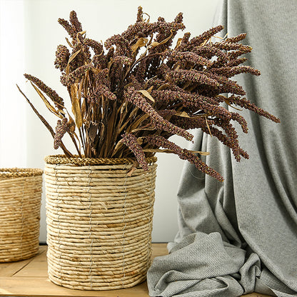 Realistic Fake Flowers for Home Decor - Perfect for Airbnb Photography Props, Living Room and Dining Room Accents - 6-Stem Sorghum Millet Arrangement