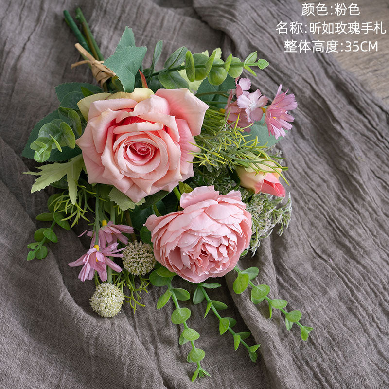 Lifelike Rose Wall Decor - Stunning Faux Flower Bouquet for Home Decoration, Wedding Arrangements, and Elegant Floral Displays | CF01364