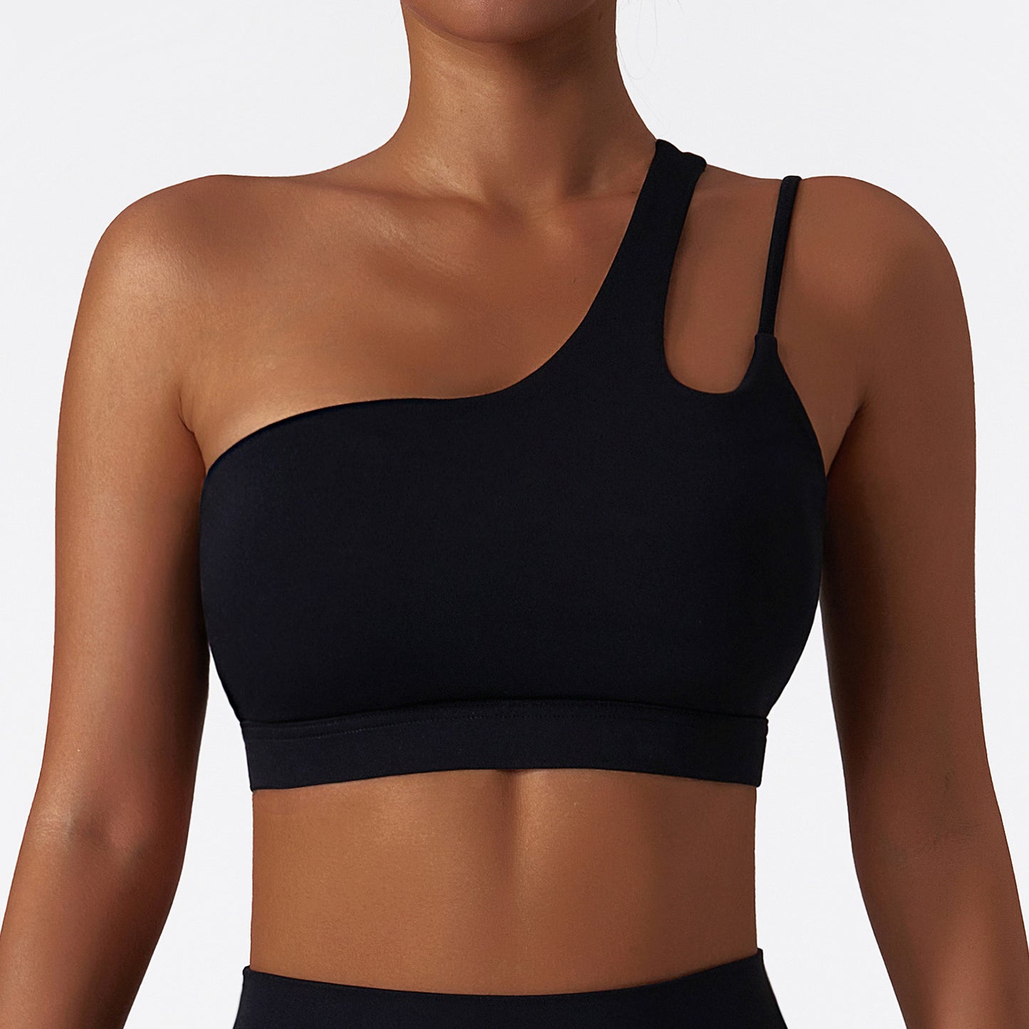 Asymmetrical One Shoulder Yoga Sports Bra with Stunning Back Design Adjustable Strap Running Fitness Tank Top for Comfort and Style Model 6425