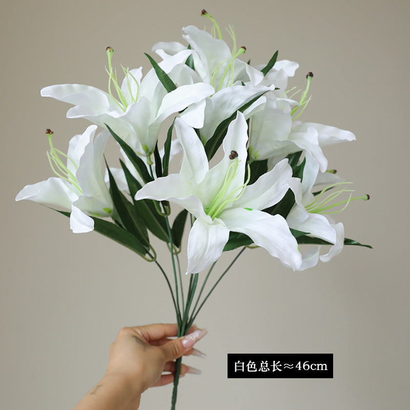 Stunning 9-Piece Artificial Lily Flower Bouquet for Weddings - Perfect for Ceremony Decorations, Bridal Bouquets, Home Décor, and Elegant Gifts