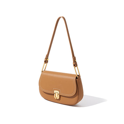 Designer Inspired Small Saddle Bag Genuine Leather Luxe Versatile Arm Hand Carry Dual Strap Shoulder Crossbody Style Korean Fashion Trend