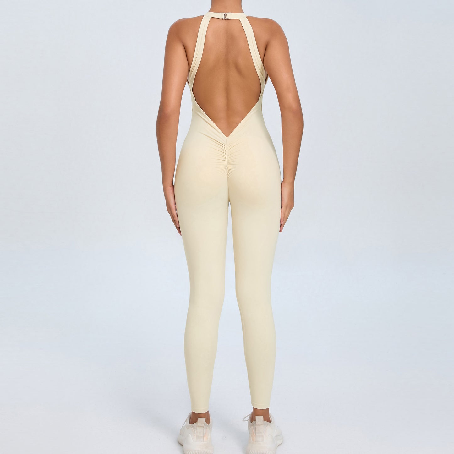 Women's Back Closure Yoga Bodysuit Peach Butt Lift Open Back Design Quick Drying One Piece Fitness Outfit for Comfort and Flexibility