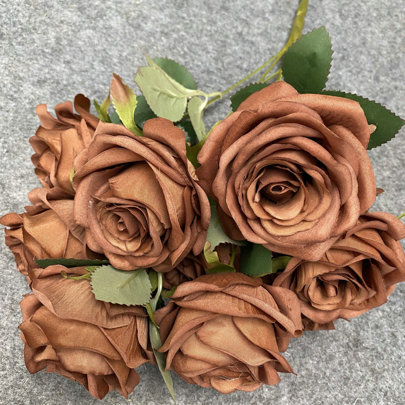 Stunning Realistic Multi-Head Artificial Rose Bouquet for Wedding Decorations, Photography Props, and Event Decor - Perfect for Bridal Arrangements