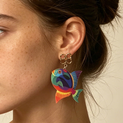 Quirky Minimalist Acrylic Ocean Animal Drop Earrings - Unique and Adorable Jewelry for Women
