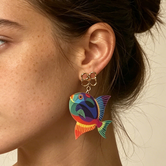 Quirky Minimalist Acrylic Ocean Animal Drop Earrings - Unique and Adorable Jewelry for Women