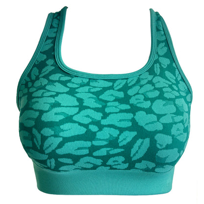 Leopard Print Sports Bra with Wide Straps High Elasticity Fashionable Yoga Top for Workout and Fitness