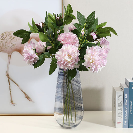 Elegant 3D Printed Triple Peony Flowers - Stunning Artificial Home Décor for Living Rooms, Perfect for All Seasons