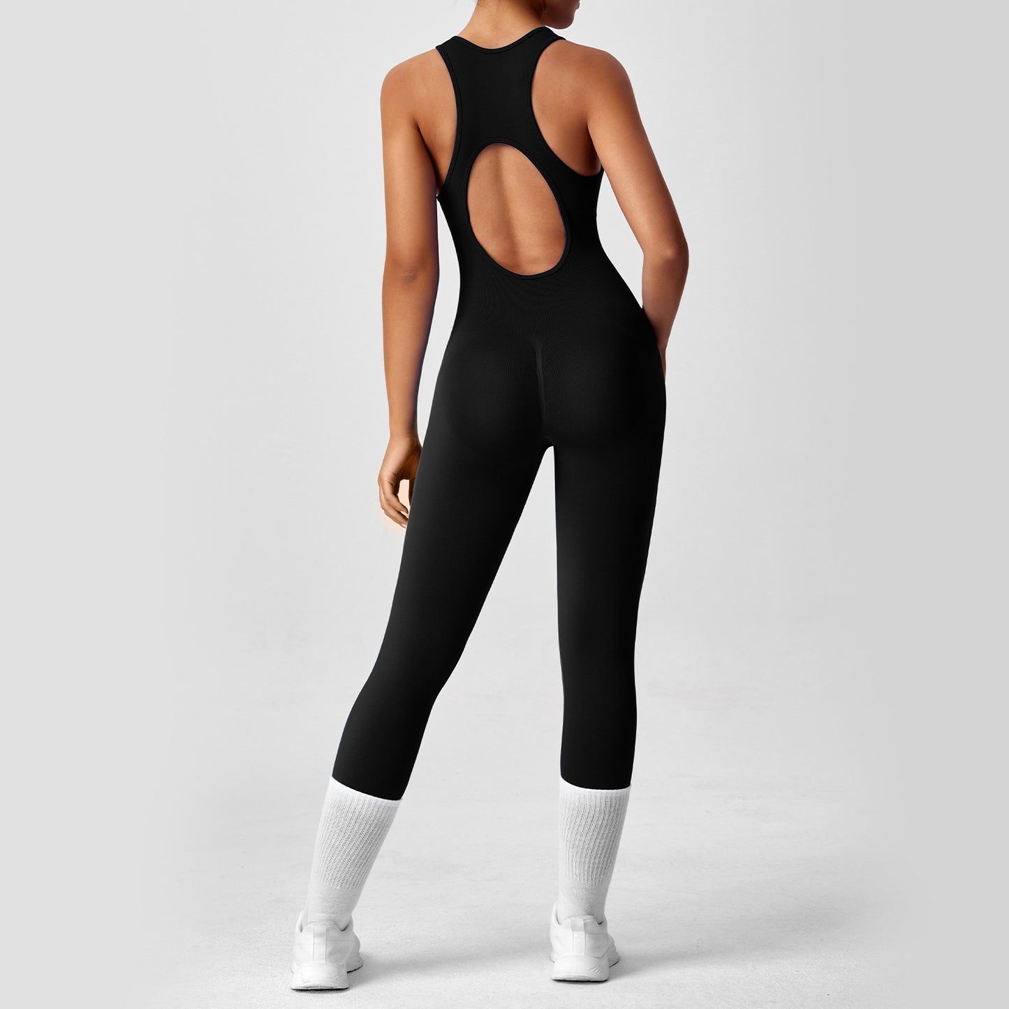 Long Style Women's Yoga Jumpsuit High Elasticity Bodycon Sportswear with Cutout Back for and Flexibility