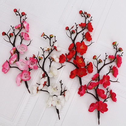 Vibrant Red Plum Blossom Faux Flowers - Perfect Plastic Cake Decoration for Birthdays, Celebrations, and Special Occasions