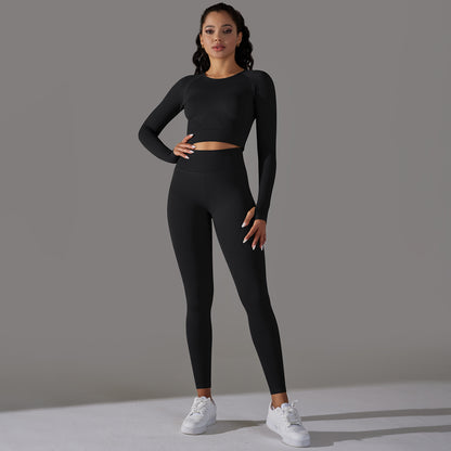 Seamless Breathable Yoga Set with High Waisted Butt Lifting Leggings and Comfortable Sports Bra for Active Lifestyle and Gym Workouts