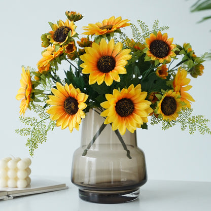 Charming Rustic Style Artificial Sunflower Bouquet - Perfect for Home Decor, Hotel Accents, and Wedding Decoration