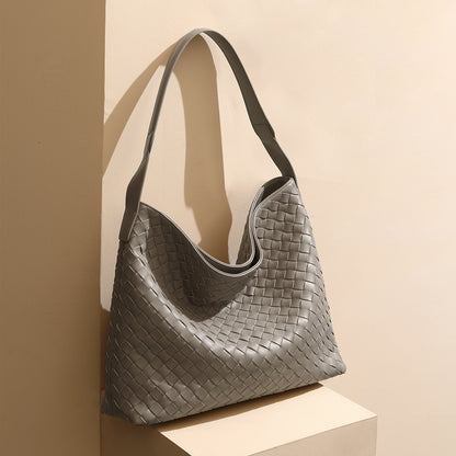 Handwoven Leather Shoulder Bag for Fall Winter Spacious Crossbody for Women and Chic Design with Quality